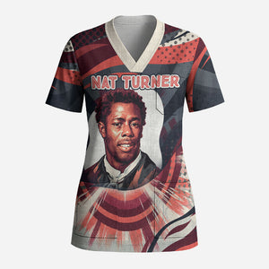 Nat Turner Black History Scrub Top Retro Pop Art Swirl Sunburst Portrait Freedom