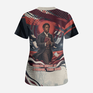 Nat Turner Black History Scrub Top Retro Pop Art Swirl Sunburst Portrait Freedom