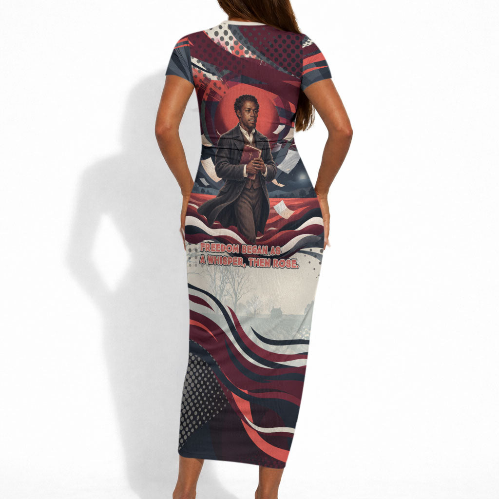 Nat Turner Black History Short Sleeve Bodycon Dress Retro Pop Art Swirl Sunburst Portrait Freedom