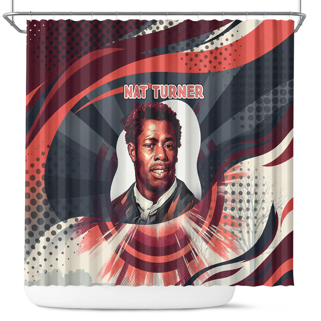 Nat Turner Black History Shower Curtain Retro Pop Art Swirl Sunburst Portrait Freedom