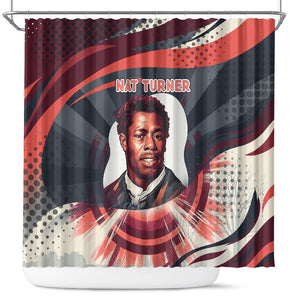 Nat Turner Black History Shower Curtain Retro Pop Art Swirl Sunburst Portrait Freedom