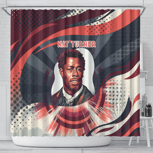Nat Turner Black History Shower Curtain Retro Pop Art Swirl Sunburst Portrait Freedom