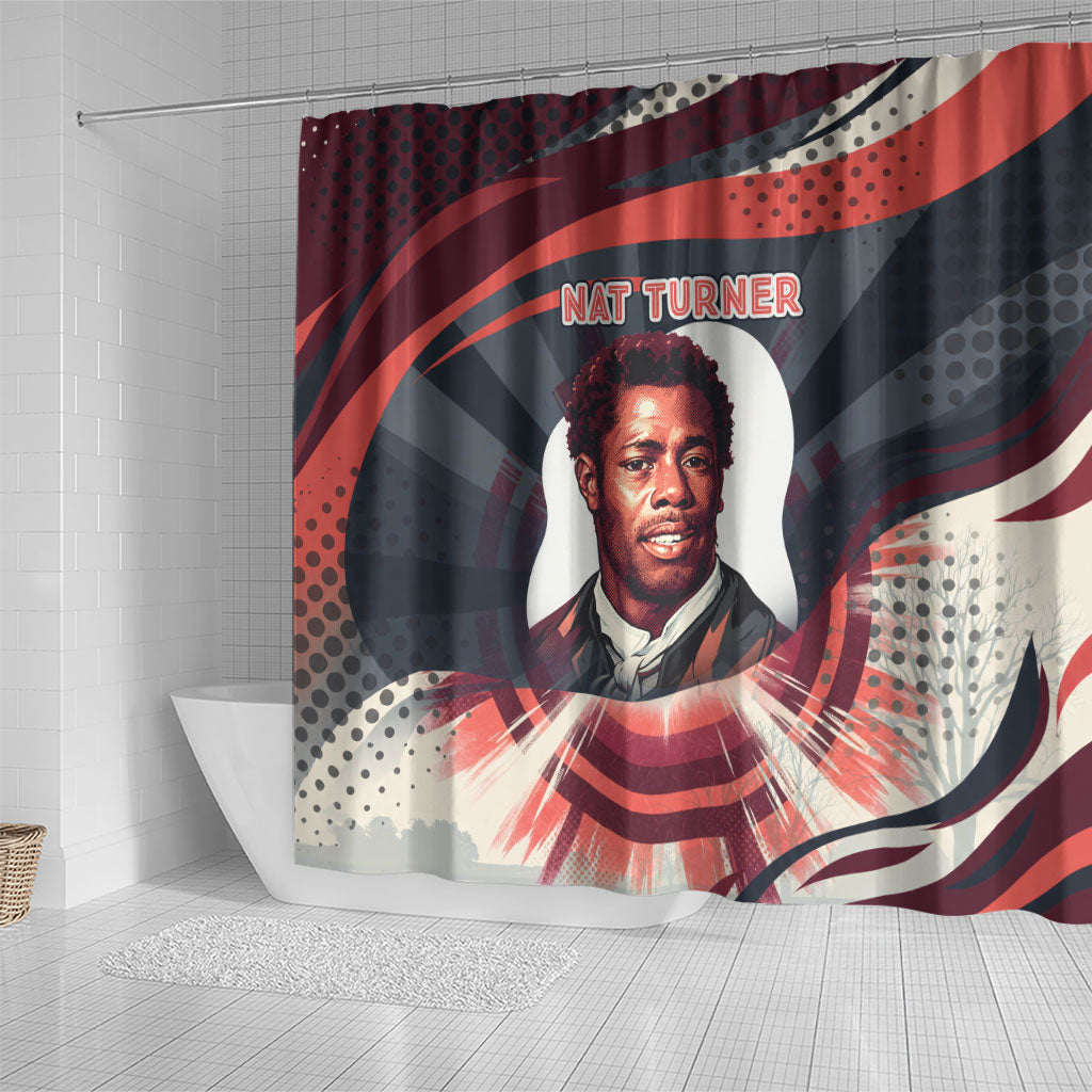 Nat Turner Black History Shower Curtain Retro Pop Art Swirl Sunburst Portrait Freedom