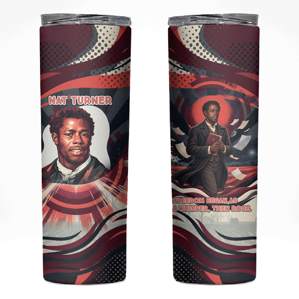 Nat Turner Black History Skinny Tumbler Retro Pop Art Swirl Sunburst Portrait Freedom