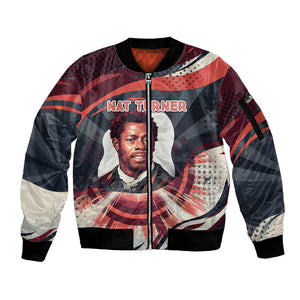 Nat Turner Black History Sleeve Zip Bomber Jacket Retro Pop Art Swirl Sunburst Portrait Freedom