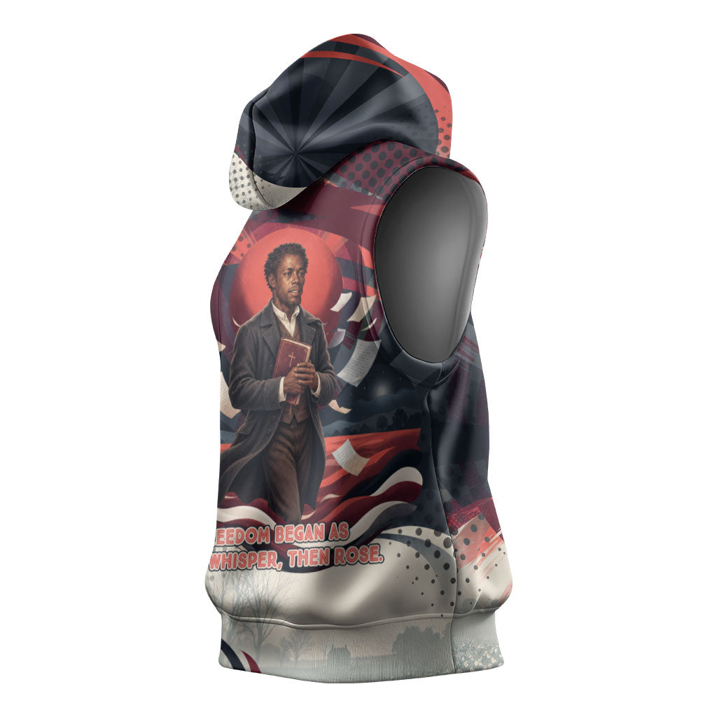 Nat Turner Black History Sleeveless Hoodie Retro Pop Art Swirl Sunburst Portrait Freedom