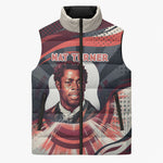 Nat Turner Black History Sleeveless Puffer Jacket Retro Pop Art Swirl Sunburst Portrait Freedom