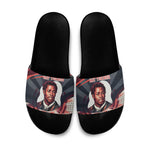 Nat Turner Black History Slide Sandals Retro Pop Art Swirl Sunburst Portrait Freedom