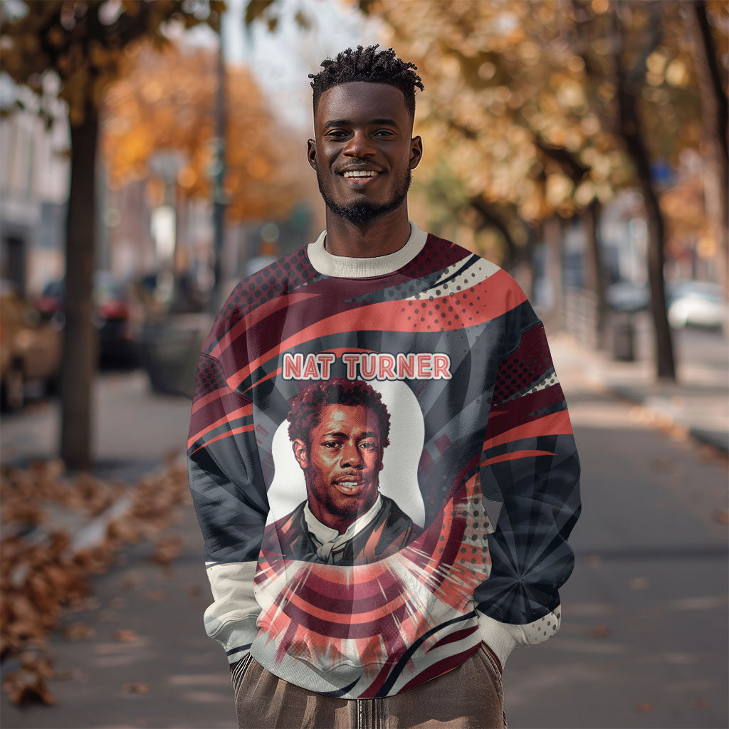 Nat Turner Black History Sweatshirt Retro Pop Art Swirl Sunburst Portrait Freedom