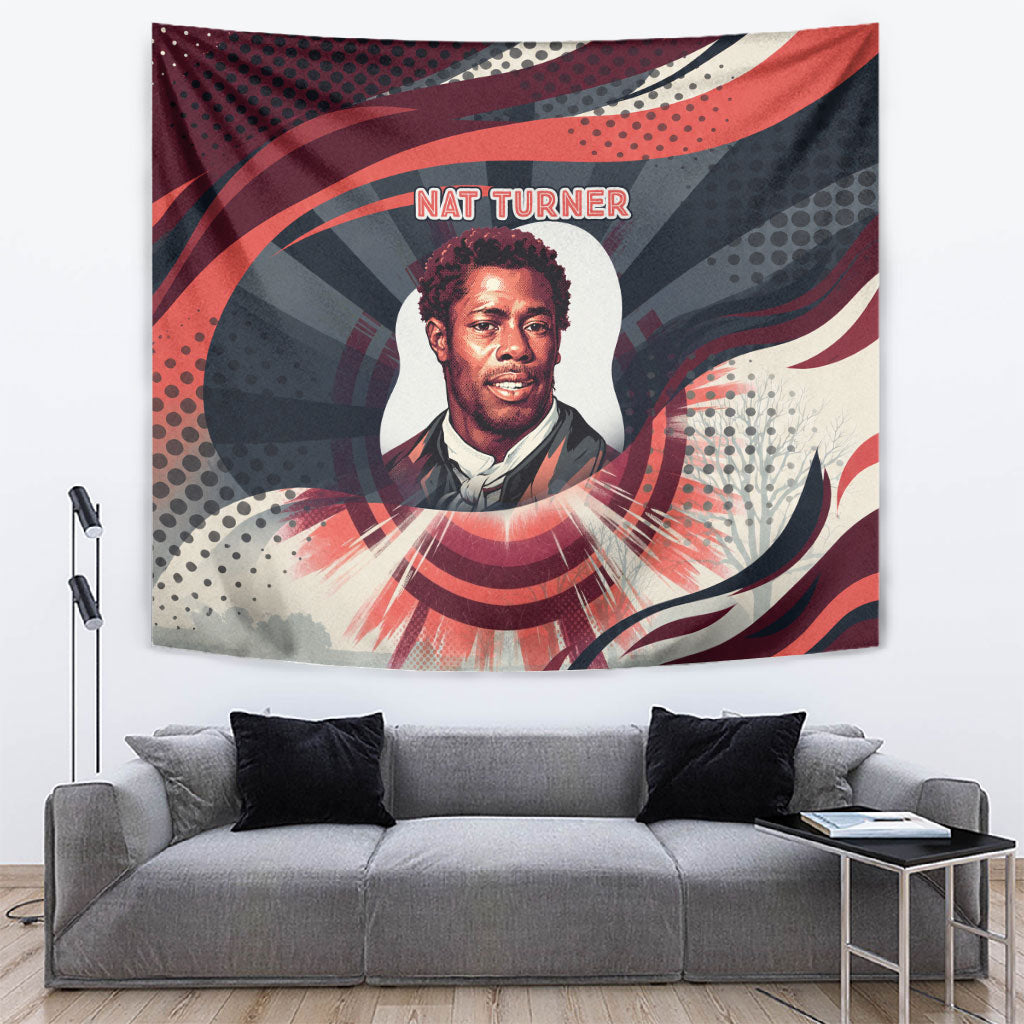 Nat Turner Black History Tapestry Retro Pop Art Swirl Sunburst Portrait Freedom