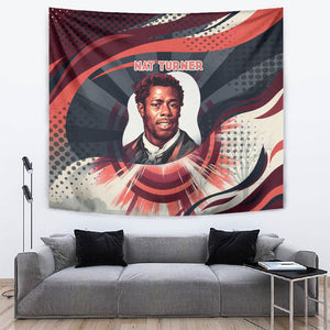 Nat Turner Black History Tapestry Retro Pop Art Swirl Sunburst Portrait Freedom