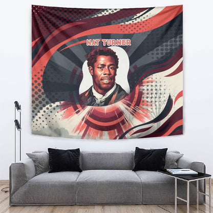 Nat Turner Black History Tapestry Retro Pop Art Swirl Sunburst Portrait Freedom