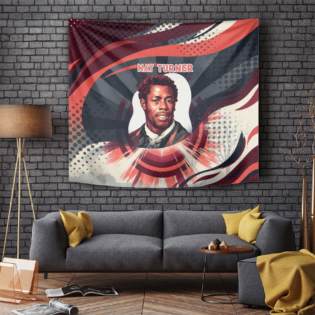 Nat Turner Black History Tapestry Retro Pop Art Swirl Sunburst Portrait Freedom