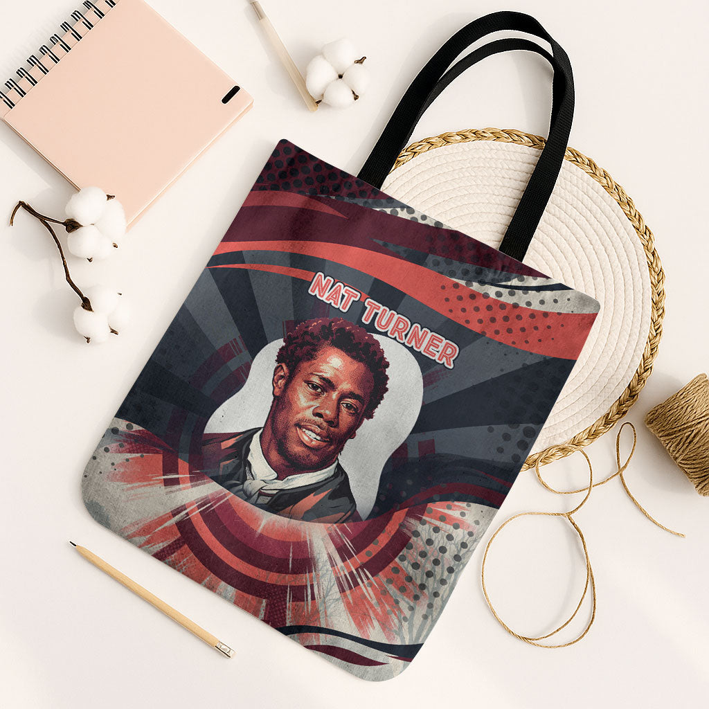 Nat Turner Black History Tote Bag Retro Pop Art Swirl Sunburst Portrait Freedom