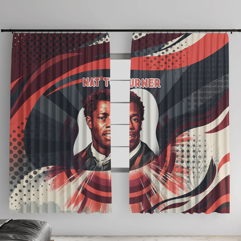 Nat Turner Black History Window Curtain Retro Pop Art Swirl Sunburst Portrait Freedom