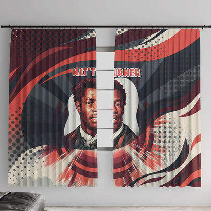 Nat Turner Black History Window Curtain Retro Pop Art Swirl Sunburst Portrait Freedom