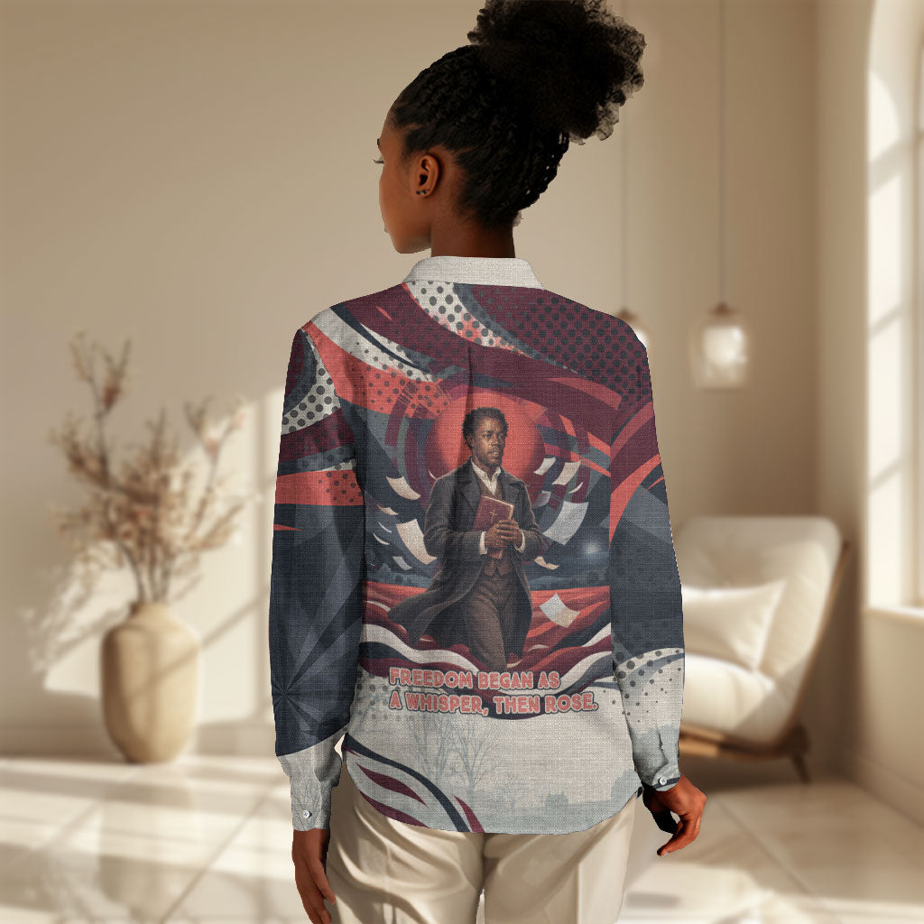 Nat Turner Black History Women Casual Shirt Retro Pop Art Swirl Sunburst Portrait Freedom