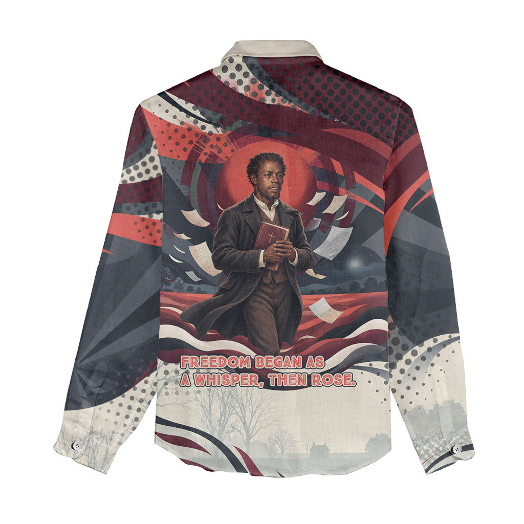 Nat Turner Black History Women Casual Shirt Retro Pop Art Swirl Sunburst Portrait Freedom