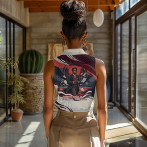 Nat Turner Black History Women Sleeveless Polo Shirt Retro Pop Art Swirl Sunburst Portrait Freedom