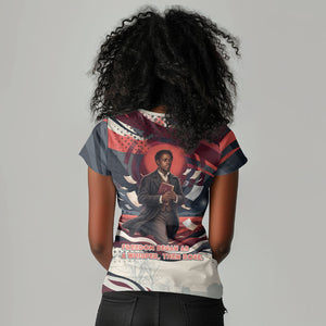Nat Turner Black History Women V-Neck T-Shirt Retro Pop Art Swirl Sunburst Portrait Freedom