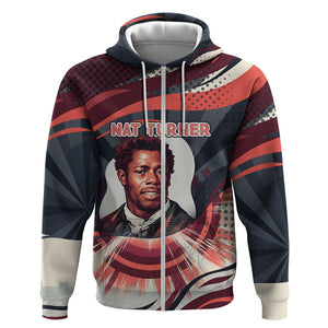 Nat Turner Black History Zip Hoodie Retro Pop Art Swirl Sunburst Portrait Freedom