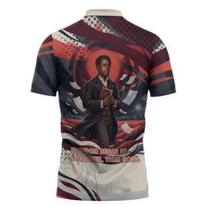Nat Turner Black History Zipper Polo Shirt Retro Pop Art Swirl Sunburst Portrait Freedom