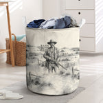 Bass Reeves Lawman Western Marshal Laundry Basket Vintage Charcoal Sketch Indomitable Black Cowboy Legend