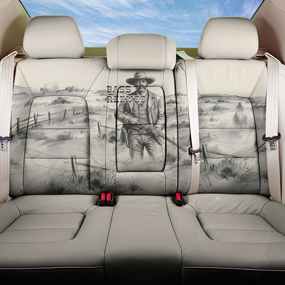 Bass Reeves Lawman Western Marshal Back Car Seat Cover Vintage Charcoal Sketch Indomitable Black Cowboy Legend