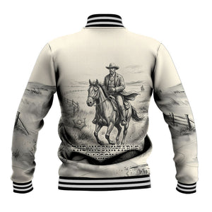 Bass Reeves Lawman Western Marshal Baseball Jacket Vintage Charcoal Sketch Indomitable Black Cowboy Legend