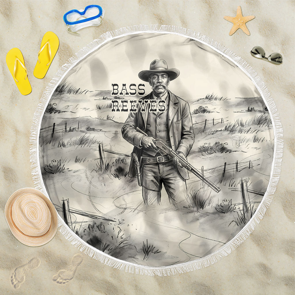 Bass Reeves Lawman Western Marshal Beach Blanket Vintage Charcoal Sketch Indomitable Black Cowboy Legend