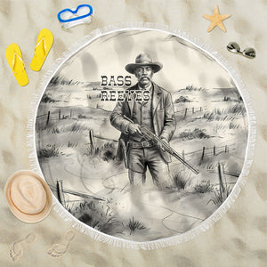 Bass Reeves Lawman Western Marshal Beach Blanket Vintage Charcoal Sketch Indomitable Black Cowboy Legend