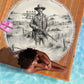 Bass Reeves Lawman Western Marshal Beach Blanket Vintage Charcoal Sketch Indomitable Black Cowboy Legend