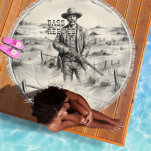Bass Reeves Lawman Western Marshal Beach Blanket Vintage Charcoal Sketch Indomitable Black Cowboy Legend