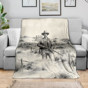 Bass Reeves Lawman Western Marshal Blanket Vintage Charcoal Sketch Indomitable Black Cowboy Legend