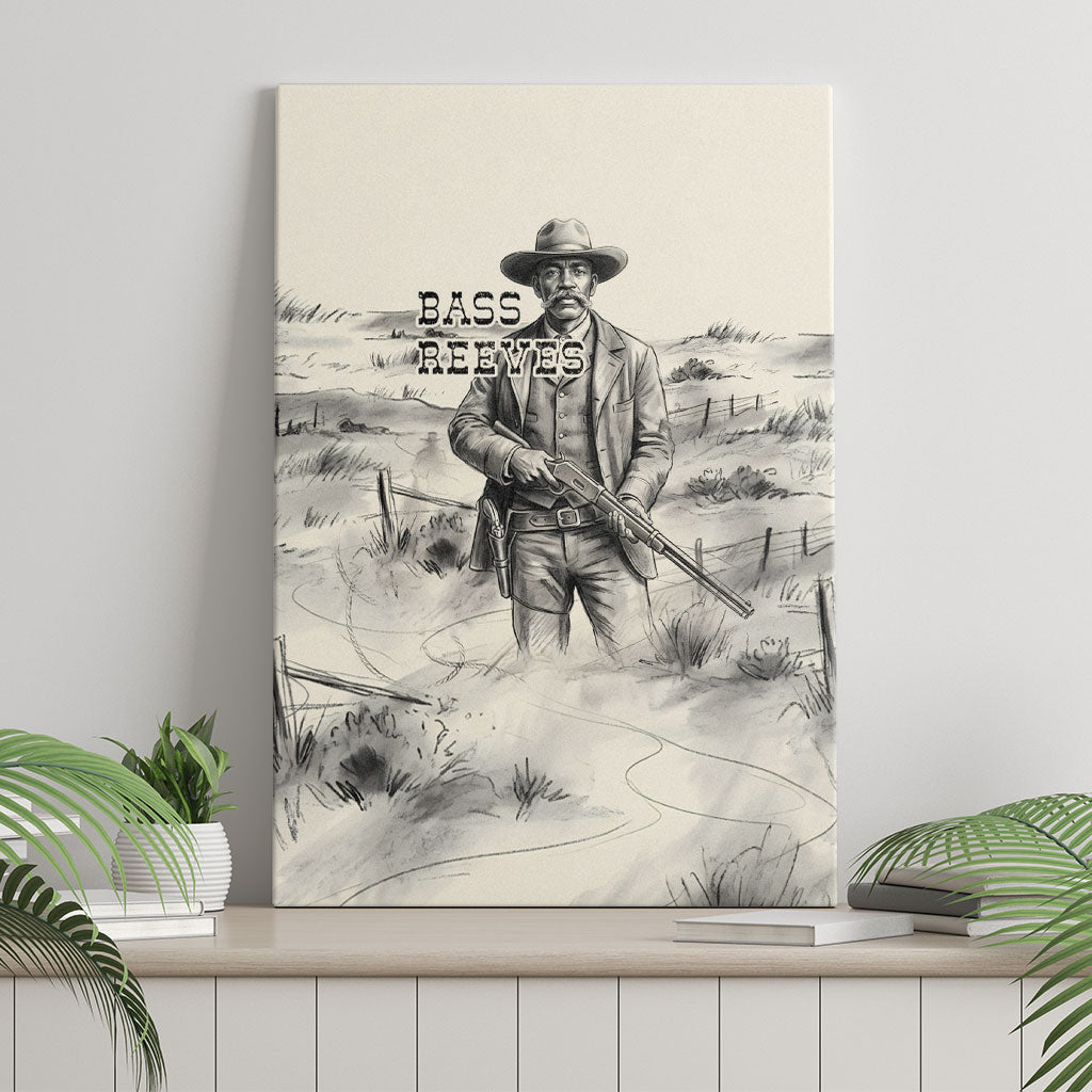Bass Reeves Lawman Western Marshal Canvas Wall Art Vintage Charcoal Sketch Indomitable Black Cowboy Legend