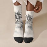 Bass Reeves Lawman Western Marshal Crew Socks Vintage Charcoal Sketch Indomitable Black Cowboy Legend