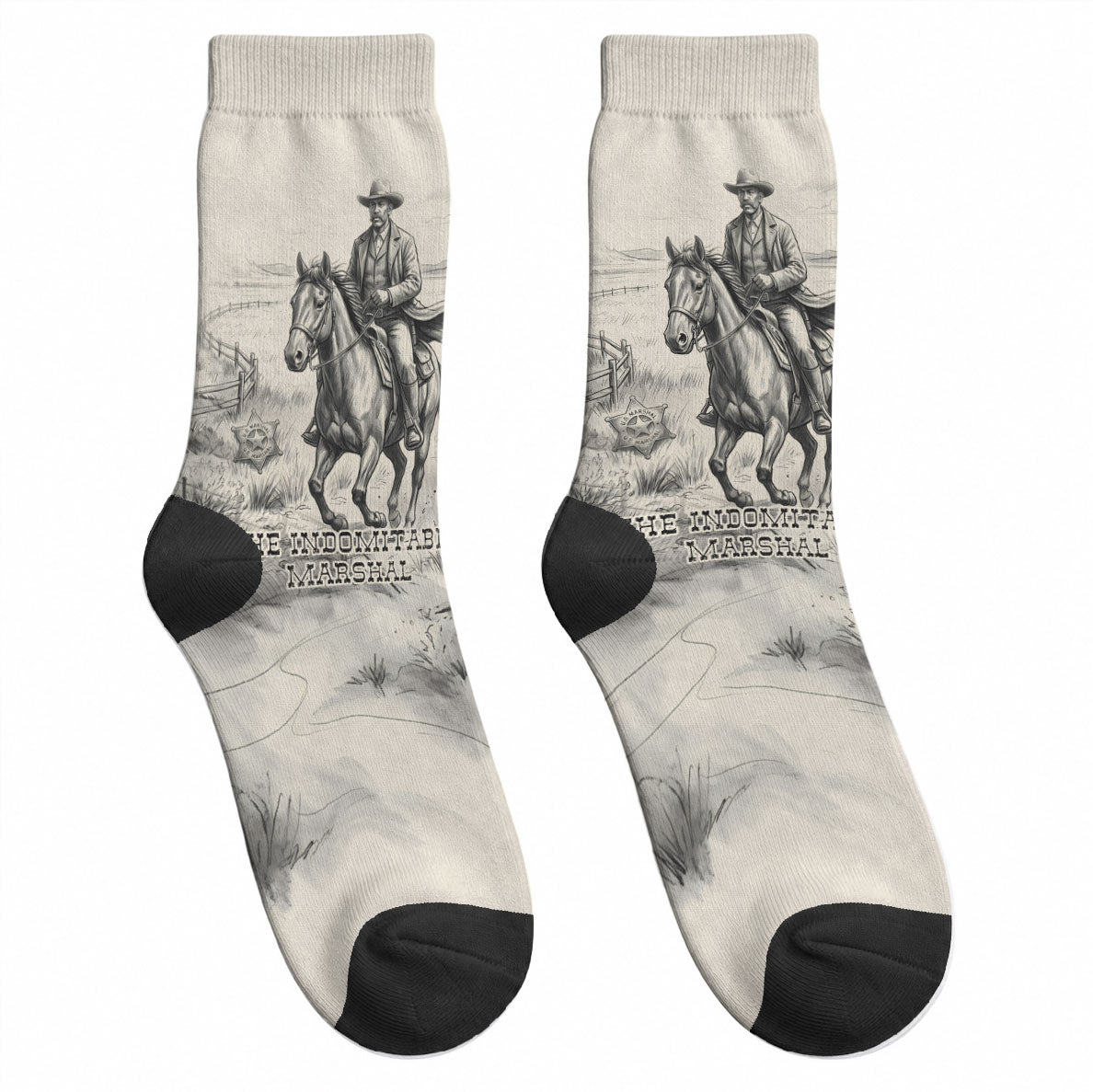 Bass Reeves Lawman Western Marshal Crew Socks Vintage Charcoal Sketch Indomitable Black Cowboy Legend