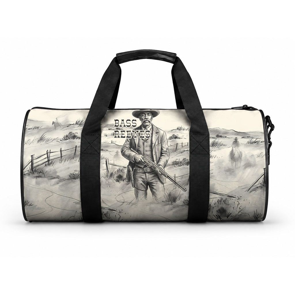 Bass Reeves Lawman Western Marshal Duffle Bag Vintage Charcoal Sketch Indomitable Black Cowboy Legend