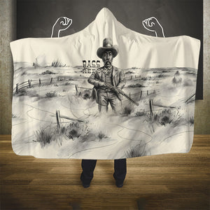 Bass Reeves Lawman Western Marshal Hooded Blanket Vintage Charcoal Sketch Indomitable Black Cowboy Legend