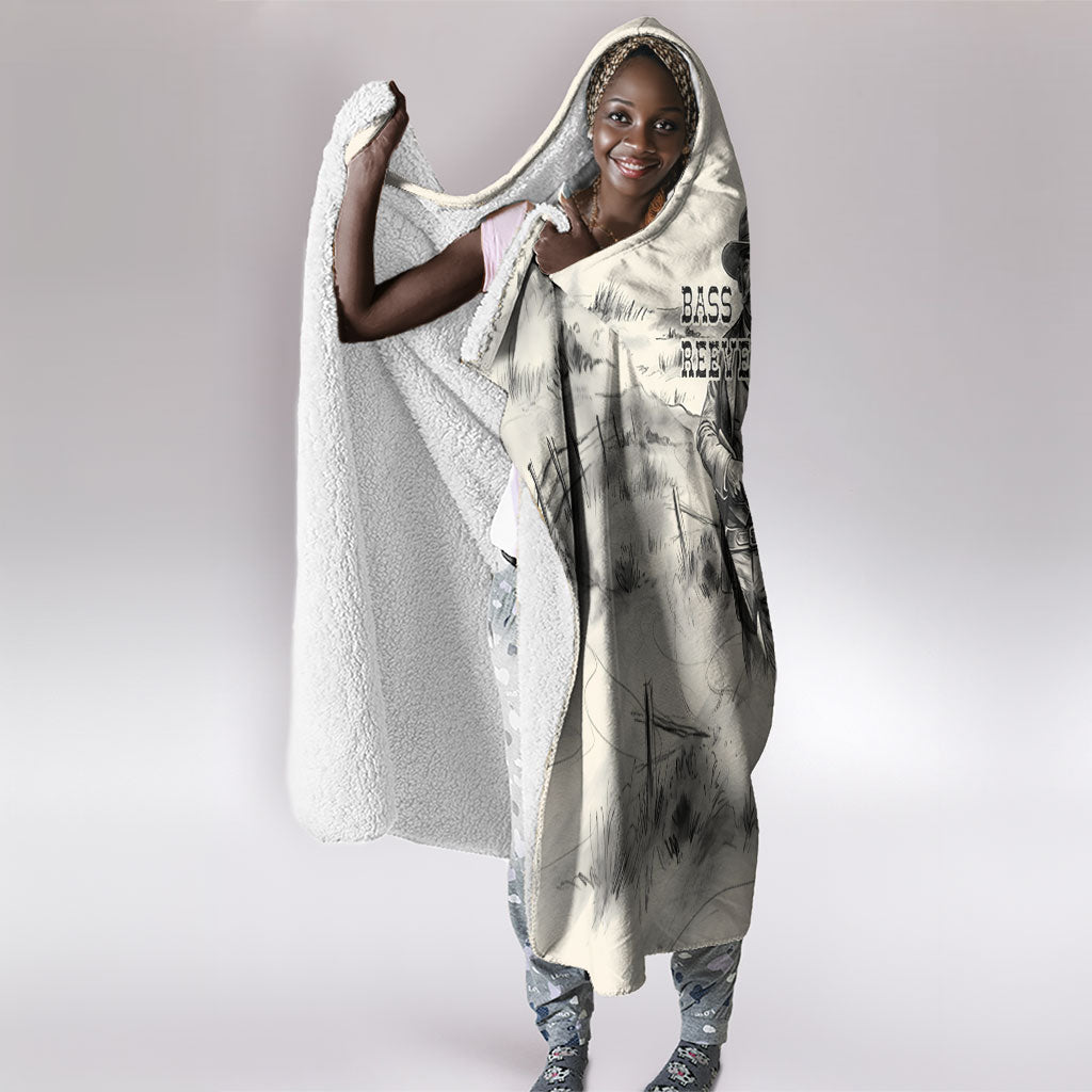 Bass Reeves Lawman Western Marshal Hooded Blanket Vintage Charcoal Sketch Indomitable Black Cowboy Legend