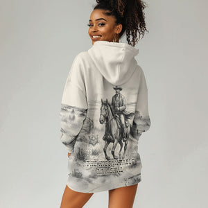Bass Reeves Lawman Western Marshal Hoodie Dress Vintage Charcoal Sketch Indomitable Black Cowboy Legend