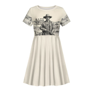 Bass Reeves Lawman Western Marshal Kid Short Sleeve Dress Vintage Charcoal Sketch Indomitable Black Cowboy Legend
