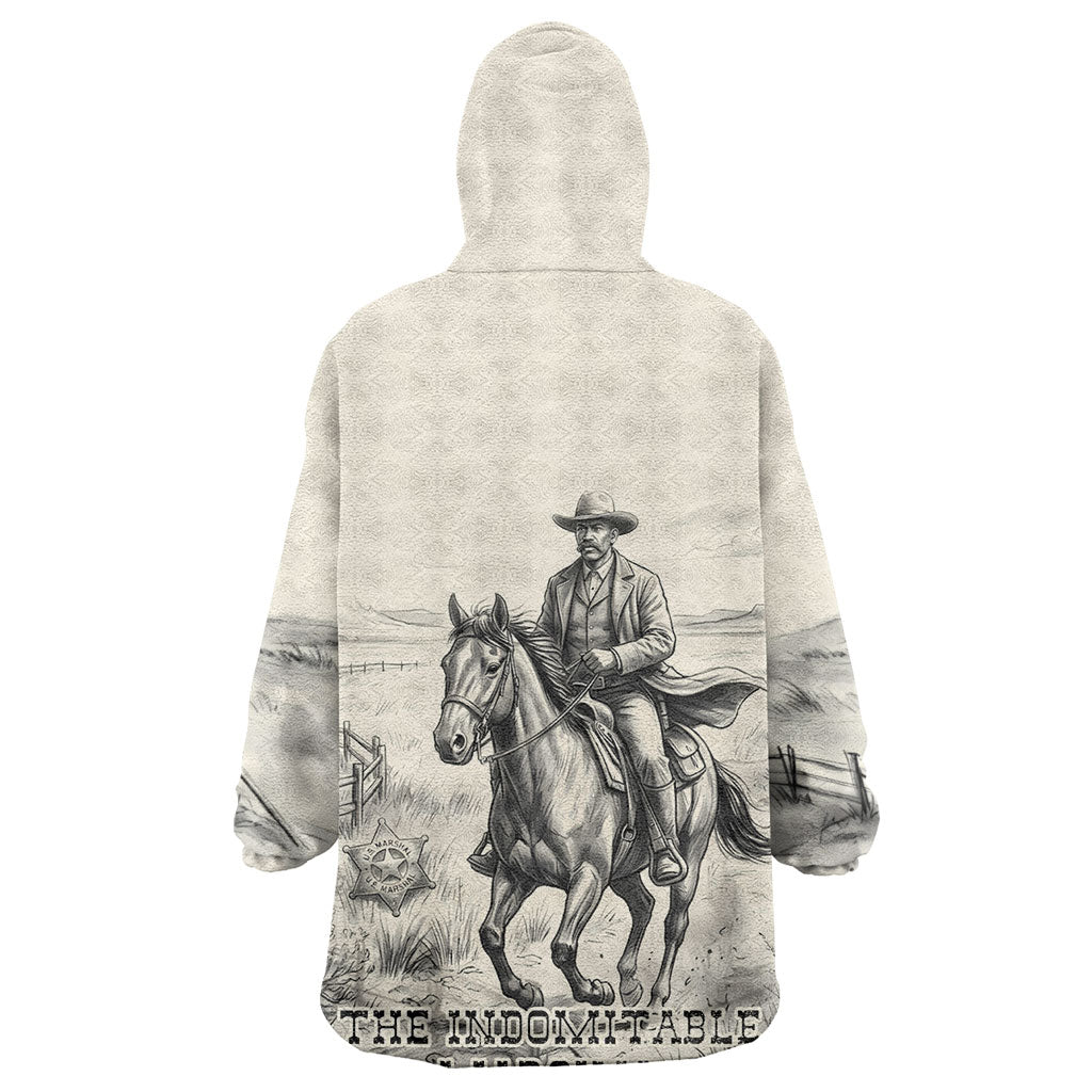 Bass Reeves Lawman Western Marshal Kid Wearable Blanket Hoodie Vintage Charcoal Sketch Indomitable Black Cowboy Legend