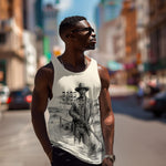 Bass Reeves Lawman Western Marshal Men Tank Top Vintage Charcoal Sketch Indomitable Black Cowboy Legend