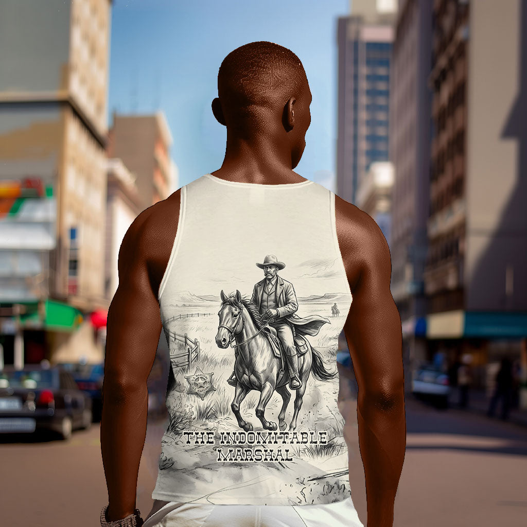 Bass Reeves Lawman Western Marshal Men Tank Top Vintage Charcoal Sketch Indomitable Black Cowboy Legend