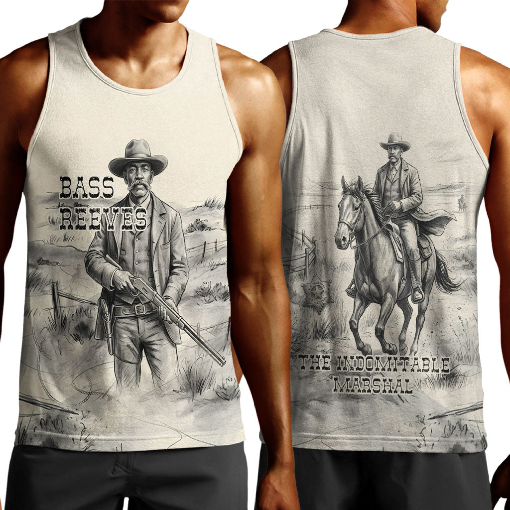 Bass Reeves Lawman Western Marshal Men Tank Top Vintage Charcoal Sketch Indomitable Black Cowboy Legend