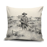 Bass Reeves Lawman Western Marshal Pillow Cover Vintage Charcoal Sketch Indomitable Black Cowboy Legend