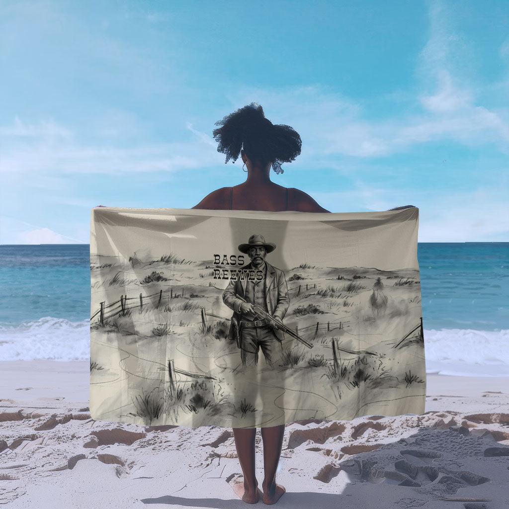 Bass Reeves Lawman Western Marshal Sarong Vintage Charcoal Sketch Indomitable Black Cowboy Legend