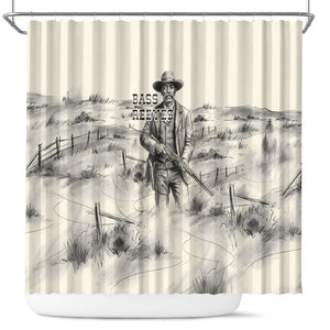Bass Reeves Lawman Western Marshal Shower Curtain Vintage Charcoal Sketch Indomitable Black Cowboy Legend