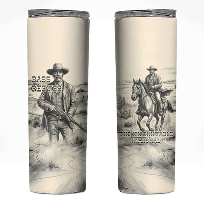 Bass Reeves Lawman Western Marshal Skinny Tumbler Vintage Charcoal Sketch Indomitable Black Cowboy Legend